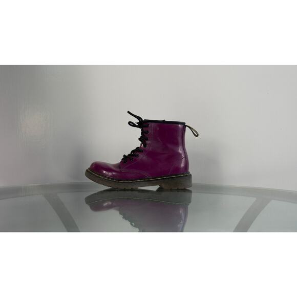 Doc Martens Delaney Purple Combat Boots Girl Sz 2 Air Wair Lace Up Zippered Side - Picture 3 of 11